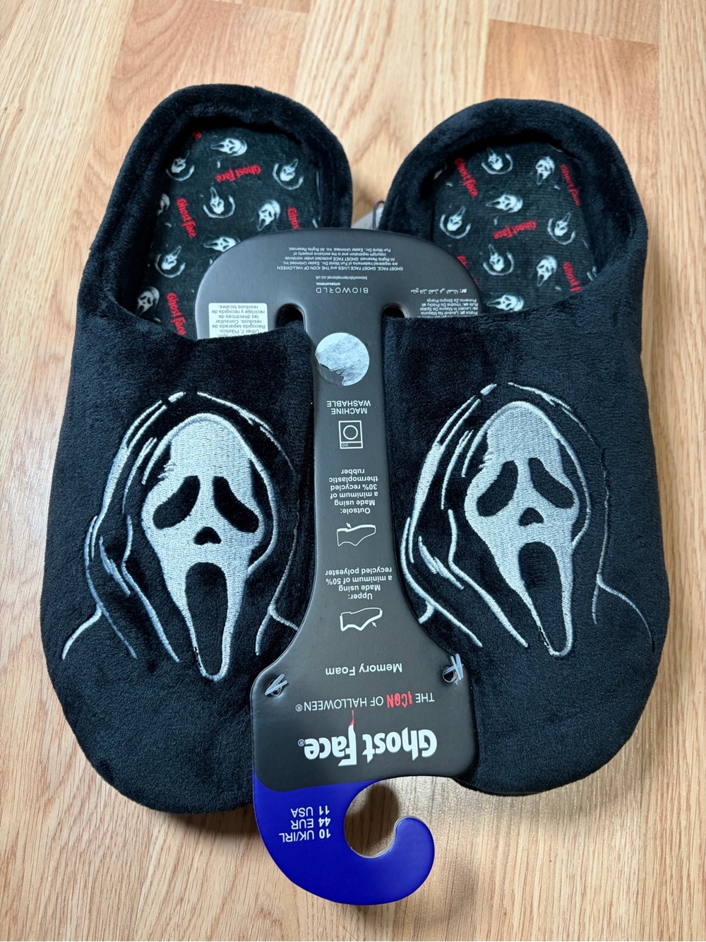 Ghost Face Scream Mens Slippers Size 11 Memory Foam Halloween *Primark*-NEW